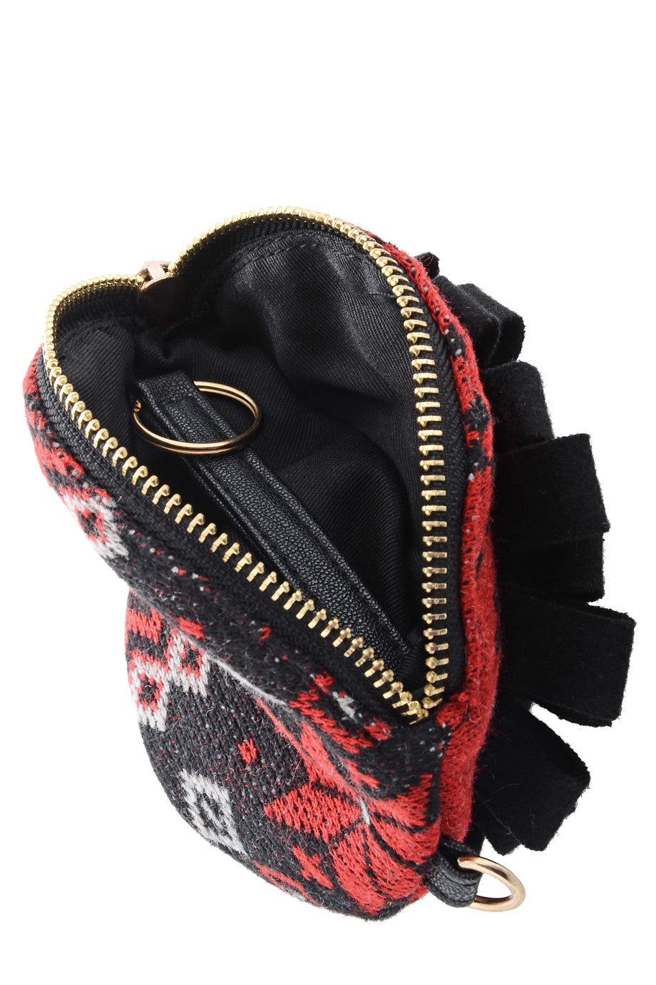 Μαύρο Κόκκινο Στρογγυλό Tσαντάκι | Γυναικεία Πορτοφόλια