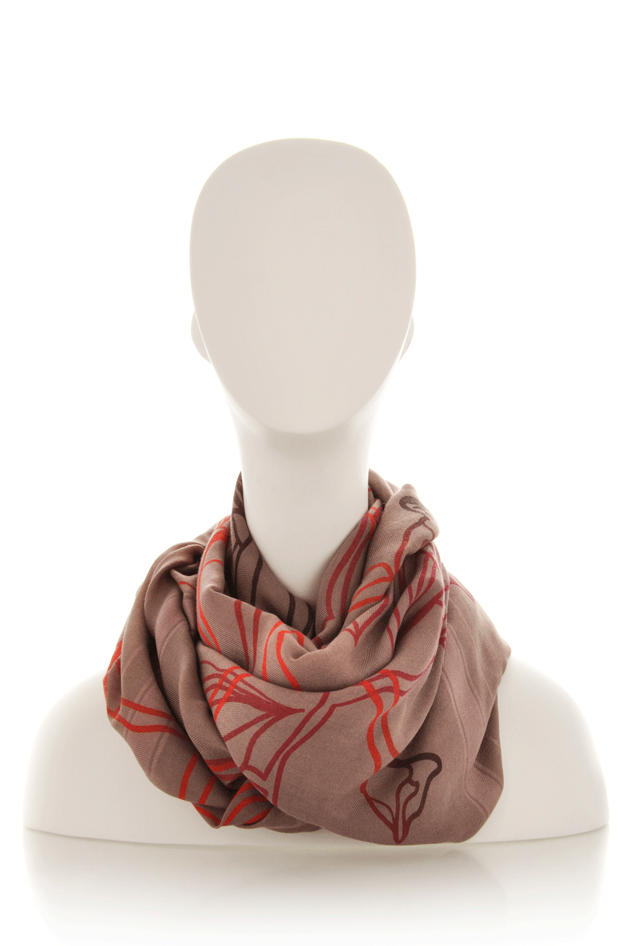 LEIGH & LUCA | LILLIES Γκρι Καφέ Φουλάρι με Φλοράλ Σχέδιο