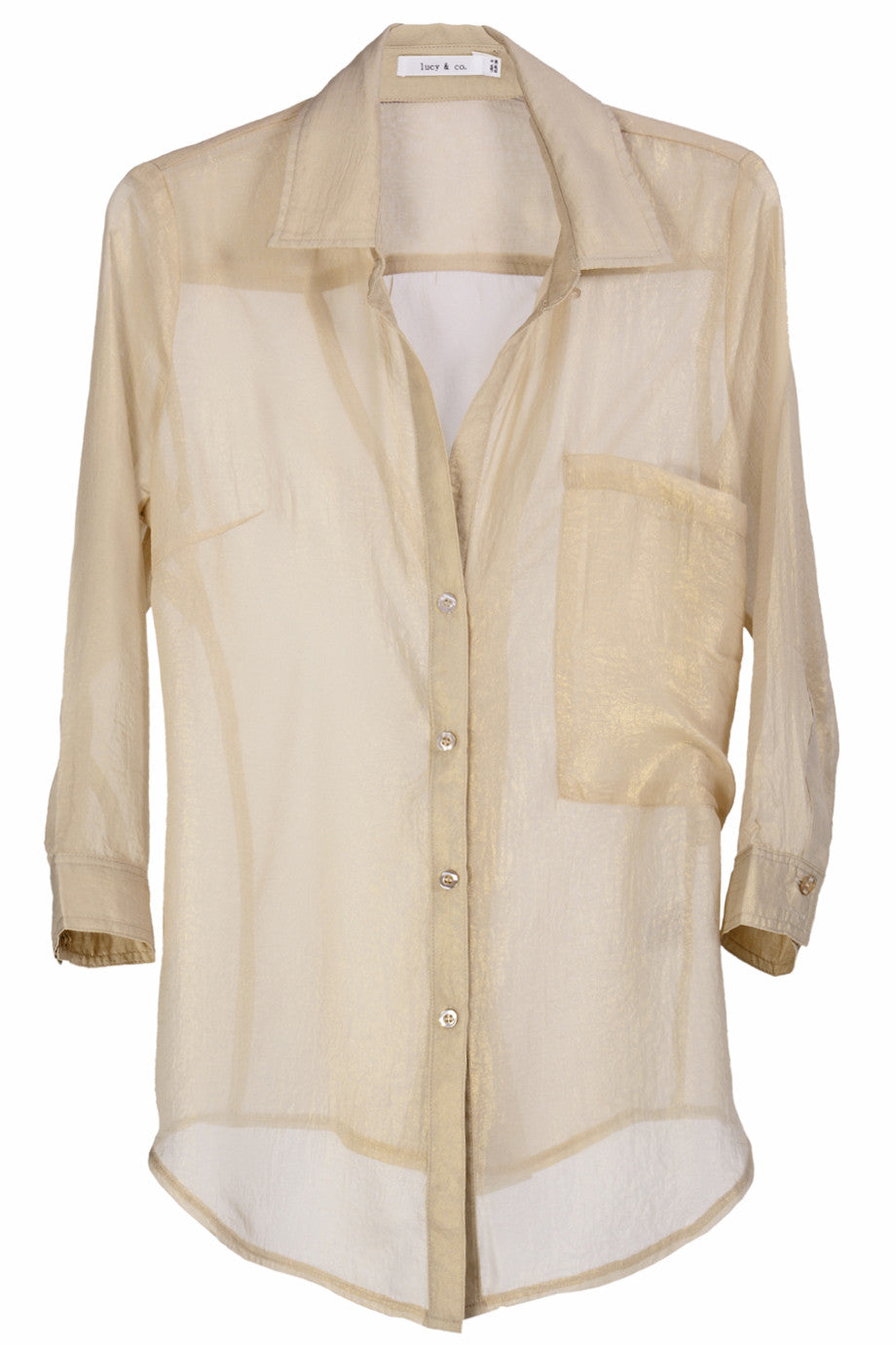 Μπεζ Μεταλλιζέ Μακρύ Πουκάμισο | Γυναικεία Ρούχα