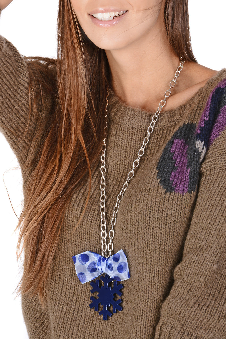 Μπλε Κολιέ με Νιφάδα Χιονιού - Mancoti | Κοσμήματα