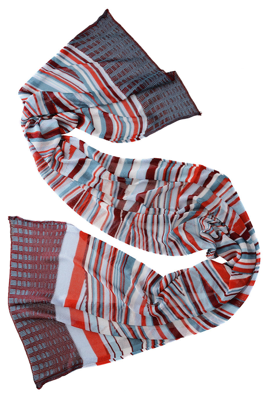 EDITH Κόκκινο Γαλάζιο Ριγέ Φουλάρι