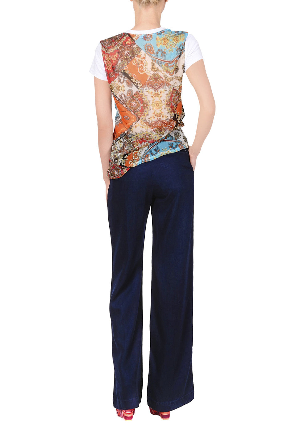 Άσπρο Πορτοκαλί Έθνικ Τοπ | Γυναικεία Ρούχα