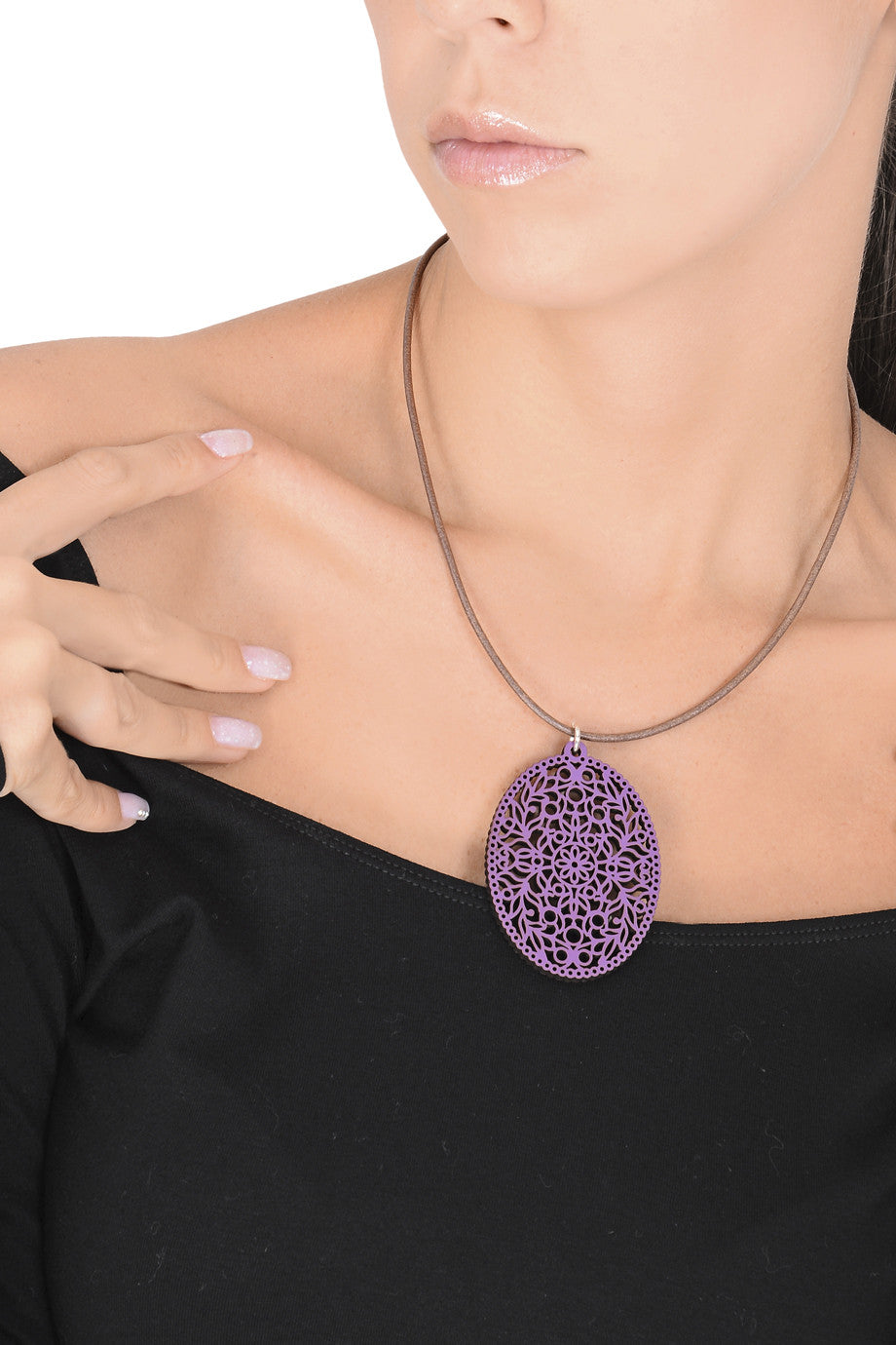 Μωβ Ξύλινο Μενταγιόν | Κοσμήματα