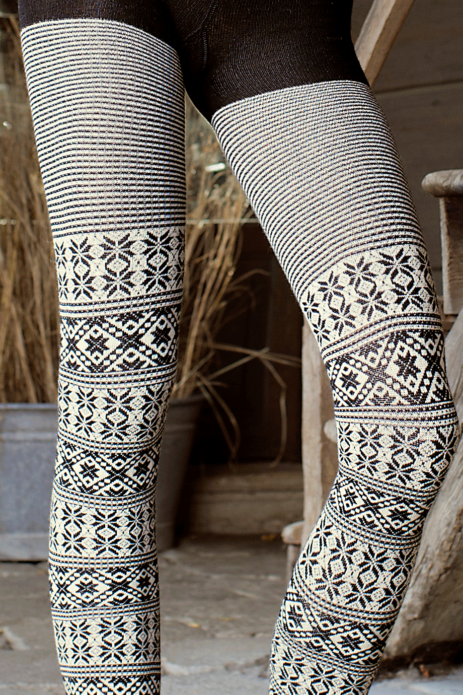 Λευκό Καλσόν με Μαύρο Σχέδιο | Καλσόν - TRASPARENZE