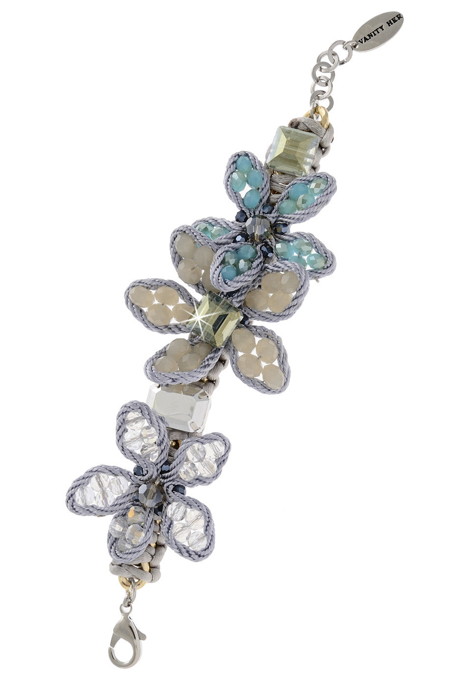 Γαλάζιο Βραχιόλι με Λουλούδια - Vanity Her | Κοσμήματα