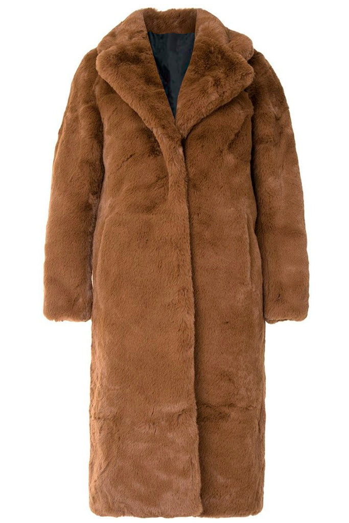 Bella Camel Faux Fur Coat