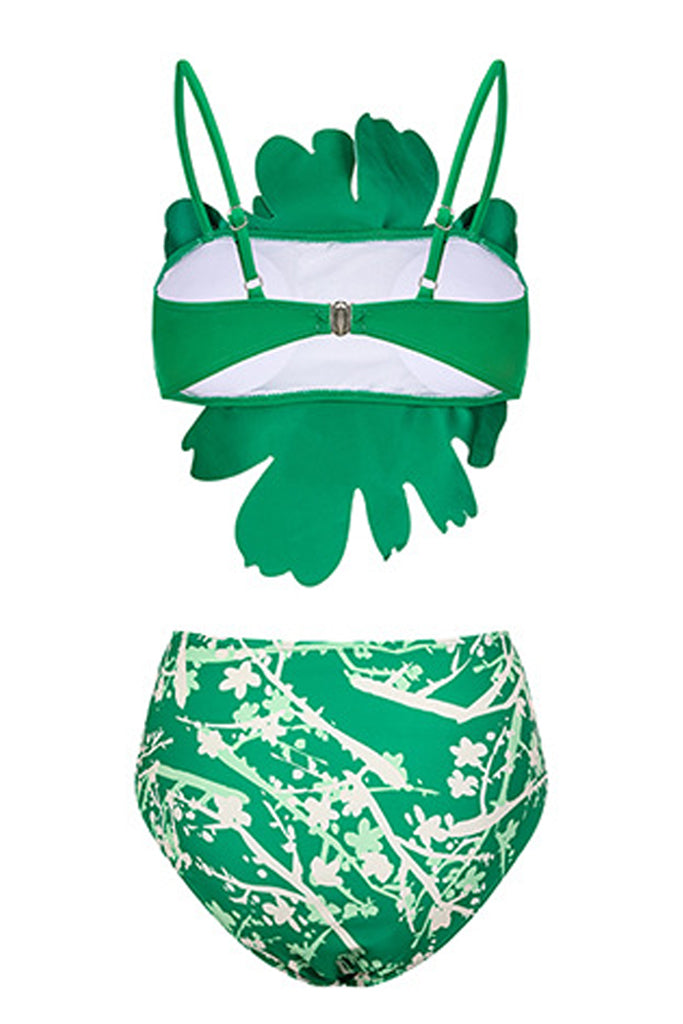 Emeraldy Πράσινο Μπικίνι Μαγιό | Γυναικεία Μαγιό - Μπικίνι | Emeraldia Green Bikini with Flower and Pareo Set 