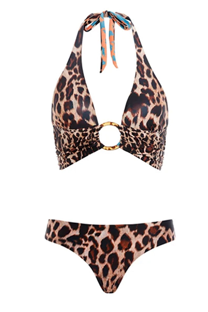 Imany Λεοπάρ Μπικίνι Διπλής Όψης και Παρεό | Γυναικεία Μαγιό Παρεό - Μπικίνι- Swimwear | Imany Leopard Print Bikini and Pareo Set