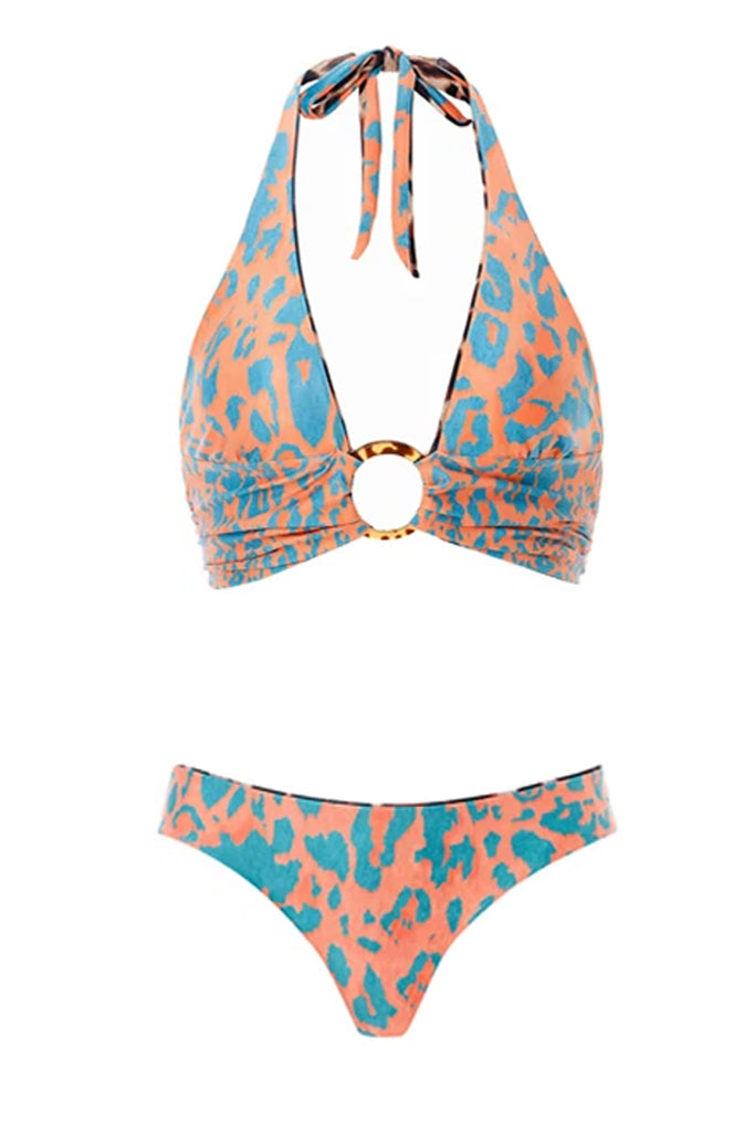 Imany Λεοπάρ Μπικίνι Διπλής Όψης και Παρεό | Γυναικεία Μαγιό Παρεό - Μπικίνι- Swimwear | Imany Leopard Print Bikini and Pareo Set