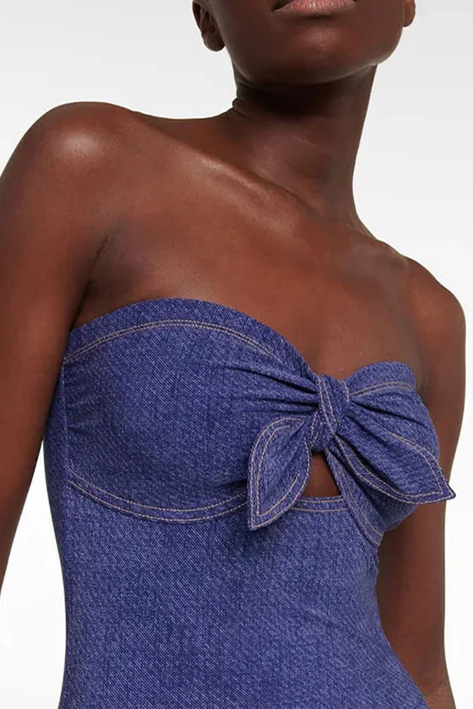 COCO FAREL Karsin Μπλε Ολόσωμο Μαγιό και Παρεό Φούστα | Γυναικεία Μαγιό Παρεό - Ολόσωμα  - Swimwear | Karsin Blue One Piece Swimsuit with Pareo Skirt