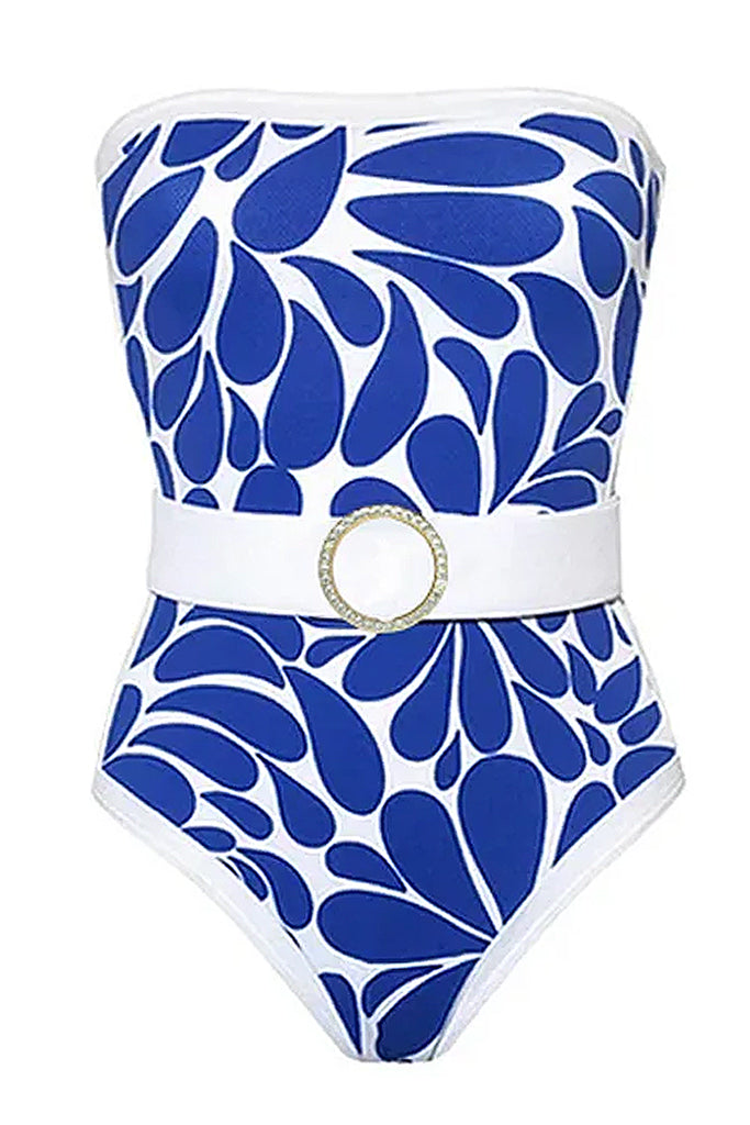 Indira Μπλε Ολόσωμο Μαγιό και Καφτάνι | Γυναικεία Μαγιό - Ολόσωμα  - Swimwear | Indira One Piece Blue Swimsuit with Kimono Set