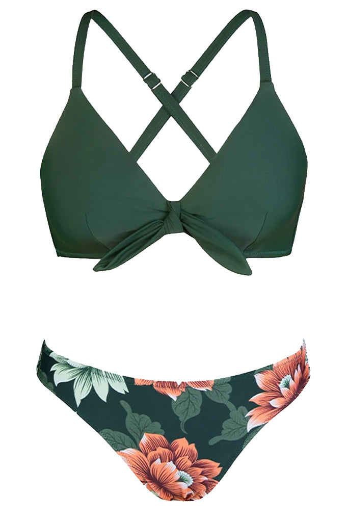Selvy Πράσινο Φλοράλ Μπικίνι Μαγιό | Γυναικεία Μαγιό - Μπικίνι Swimwear | Selvy Green Floral Bikini