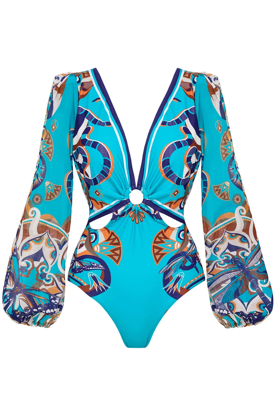 Ethilia Turquoise One-Piece Tankini Swimsuit and Mini Pareo Skirt Set
