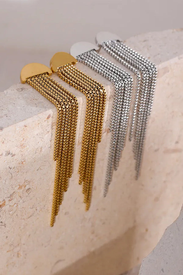 Saffy Χρυσά Σκουλαρίκια με Αλυσίδες | Κοσμήματα - Σκουλαρίκια | Saffy Gold Earrings with Chains