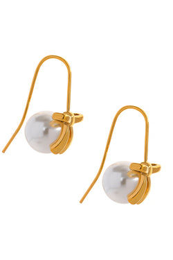 Button Pearl Χρυσά Σκουλαρίκια με Πέρλα | Κοσμήματα - Σκουλαρίκια | Button Pearl Gold Pearl Hook Earrings