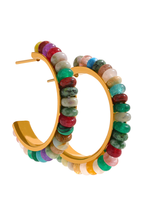 Pakty Χρυσά Σκουλαρίκια Κρίκοι | Κοσμήματα - Σκουλαρίκια | Pakty Hoop Earrings with Natural Stones