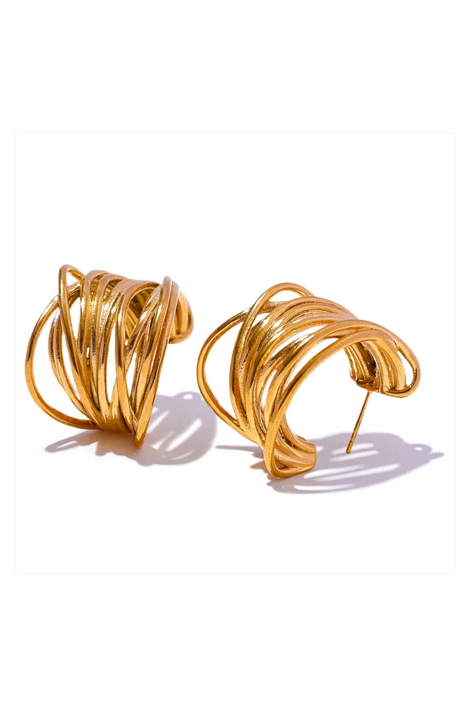 Vinely Σκουλαρίκια Κρίκοι με Ιδιαίτερο Σχέδιο | Σκουλαρίκια Earrings | Vinely Gold Multi-Hoops