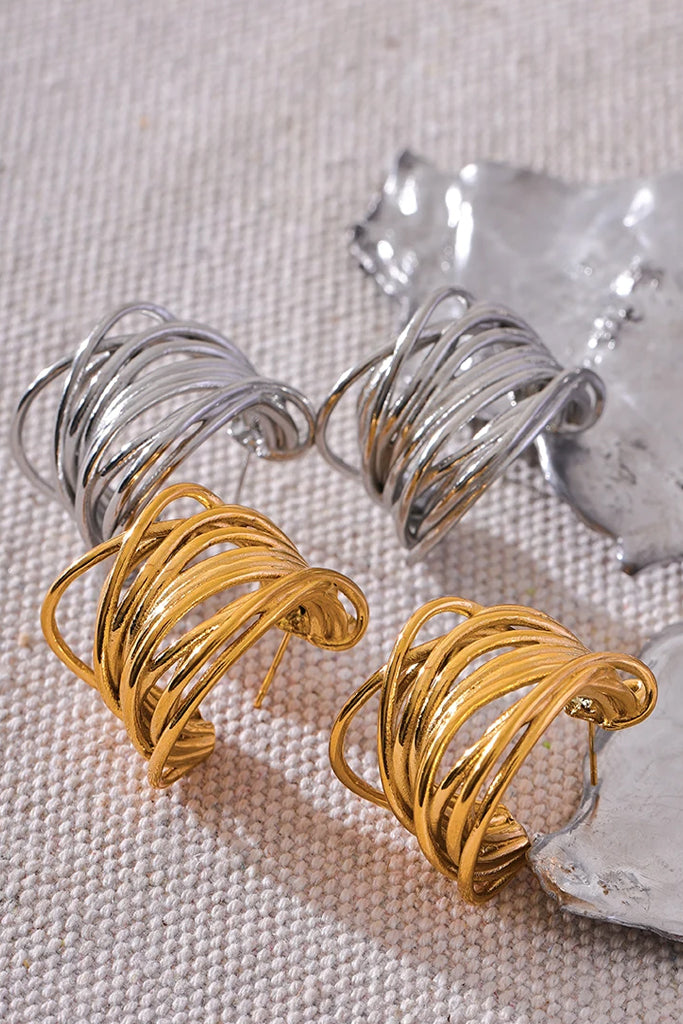 Vinely Σκουλαρίκια Κρίκοι με Ιδιαίτερο Σχέδιο | Σκουλαρίκια Earrings | Vinely Gold Multi-Hoops