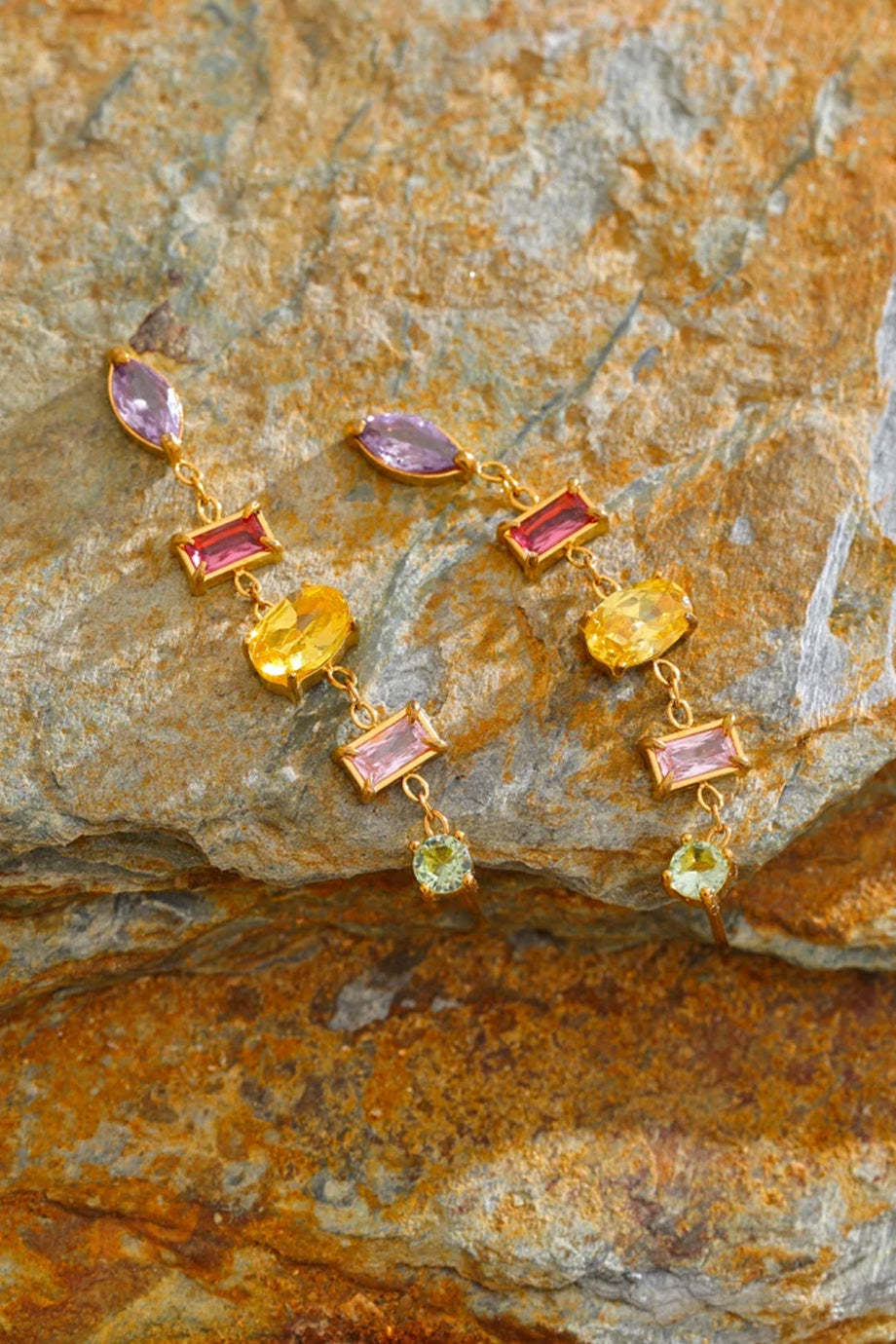 Cyrise Μακριά Σκουλαρίκια με Πολύχρωμα Κρύσταλλα | Σκουλαρίκια - Earrings | Cyrise Multicolor Crystal Drop Earrings