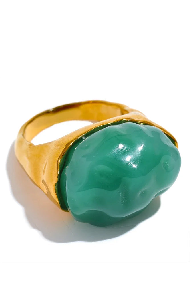 Fluffy Χρυσό Δαχτυλίδι με Τιρκουάζ Πέτρα | Κοσμήματα - Δαχτυλίδια | Fluffy Gold Ring with Turquoise Resin 