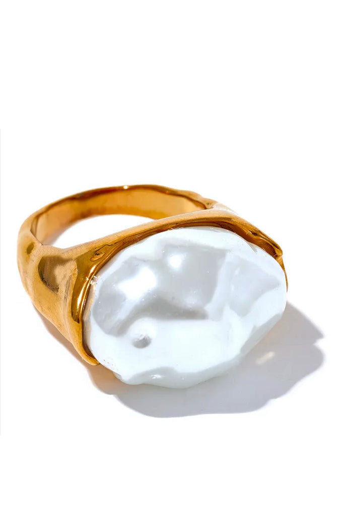 Fluffy Χρυσό Δαχτυλίδι με Λευκή  Πέτρα | Κοσμήματα - Δαχτυλίδια | Fluffy Gold Ring with White Resin 