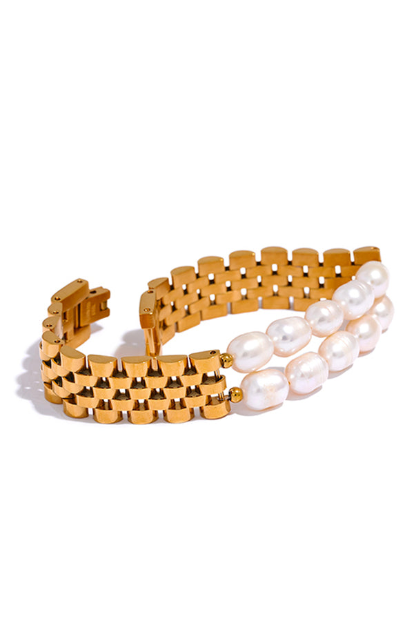 Fifer Βραχιόλι με Περίτεχνη Αλυσίδα και Πέρλες | Κοσμήματα - Βραχιόλια | Fifer Gold Bracelet with Pearls