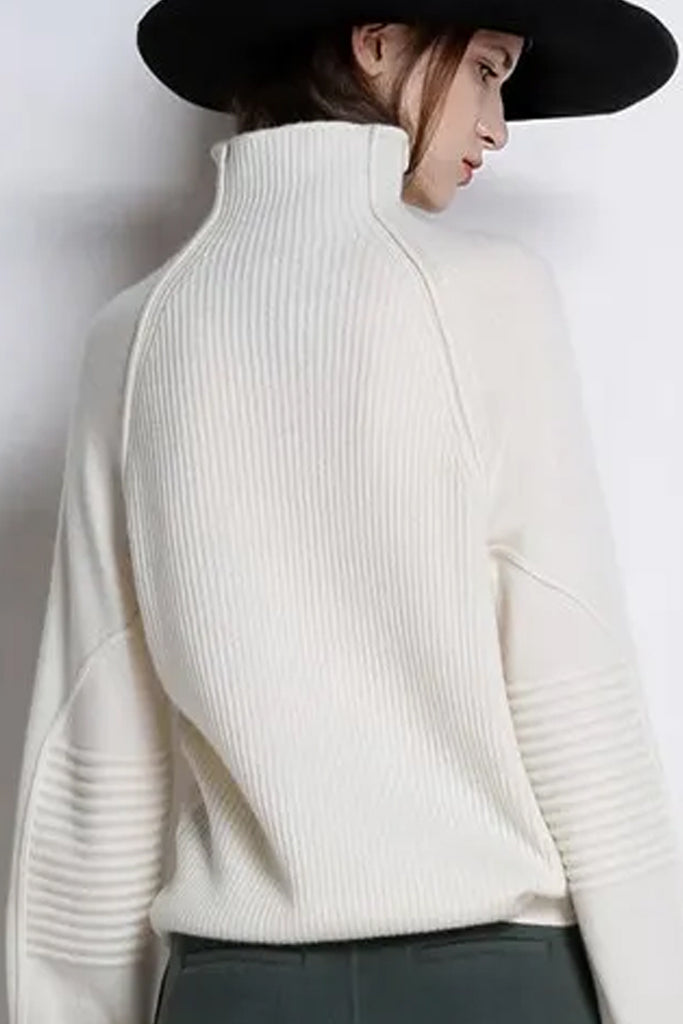 Erdina Λευκό Πουλόβερ με Ζιβάγκο | Γυναικεία Ρούχα - Πουλόβερ Πλεκτά | Erdina White Turtleneck Sweater