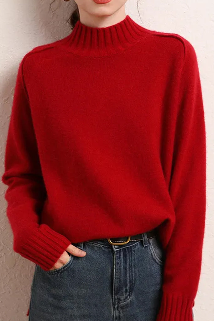 Haldi Κόκκινο Πουλόβερ με Ζιβάγκο | Γυναικεία Ρούχα - Πουλόβερ Πλεκτά | Haldi Red Turtleneck Sweater