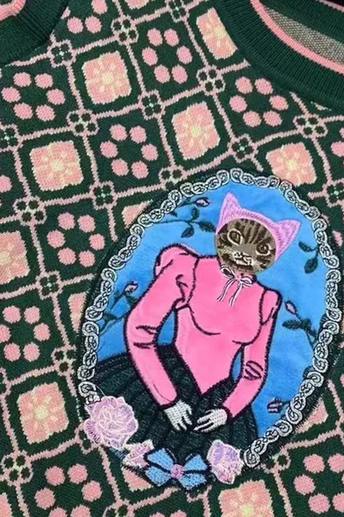 Kattie Πουλόβερ με Γατάκι | Γυναικεία Ρούχα - Πουλόβερ | Kattie Sweater with Cat Design