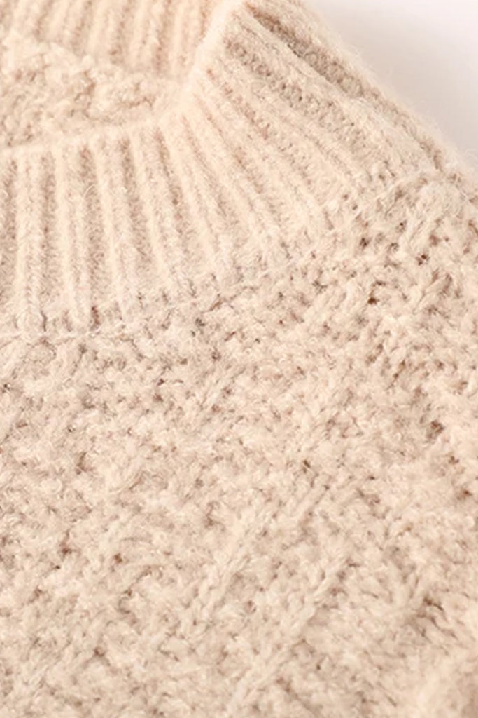 Dissa Μπεζ Πλεκτό Πουλόβερ | Γυναικεία Ρούχα - Πλεκτές Ζακέτες | Dissa Beige Knit Sweater with Faux Fur