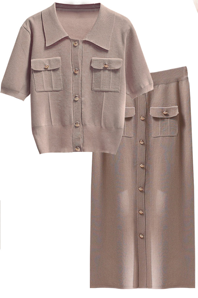 Kathleen Πλεκτό Σετ Τοπ και Φούστα | Πλεκτά Σετ - Knit Sets | Kathleen Knit Top and Skirt Set