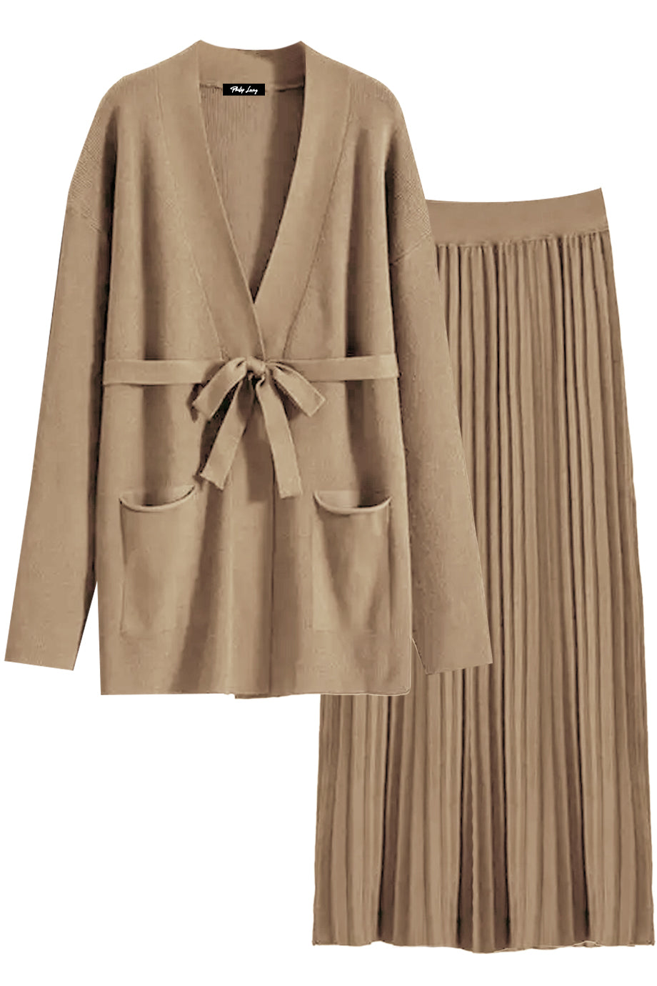 Mireille Πλεκτό Σετ με Ζακέτα και Φούστα με Πιέτες | Πλεκτά Σετ Knitwear Clothing Sets | Mireille Knit Set with Cardigan and Skirt with Pleats