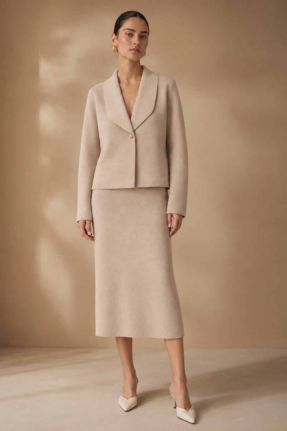 Sable Πλεκτό Σετ με Ζακέτα και Midi Φούστα | Πλεκτά Σετ Knitwear| Clothing Sets | Sable Knit Set with Cardigan and Skirt