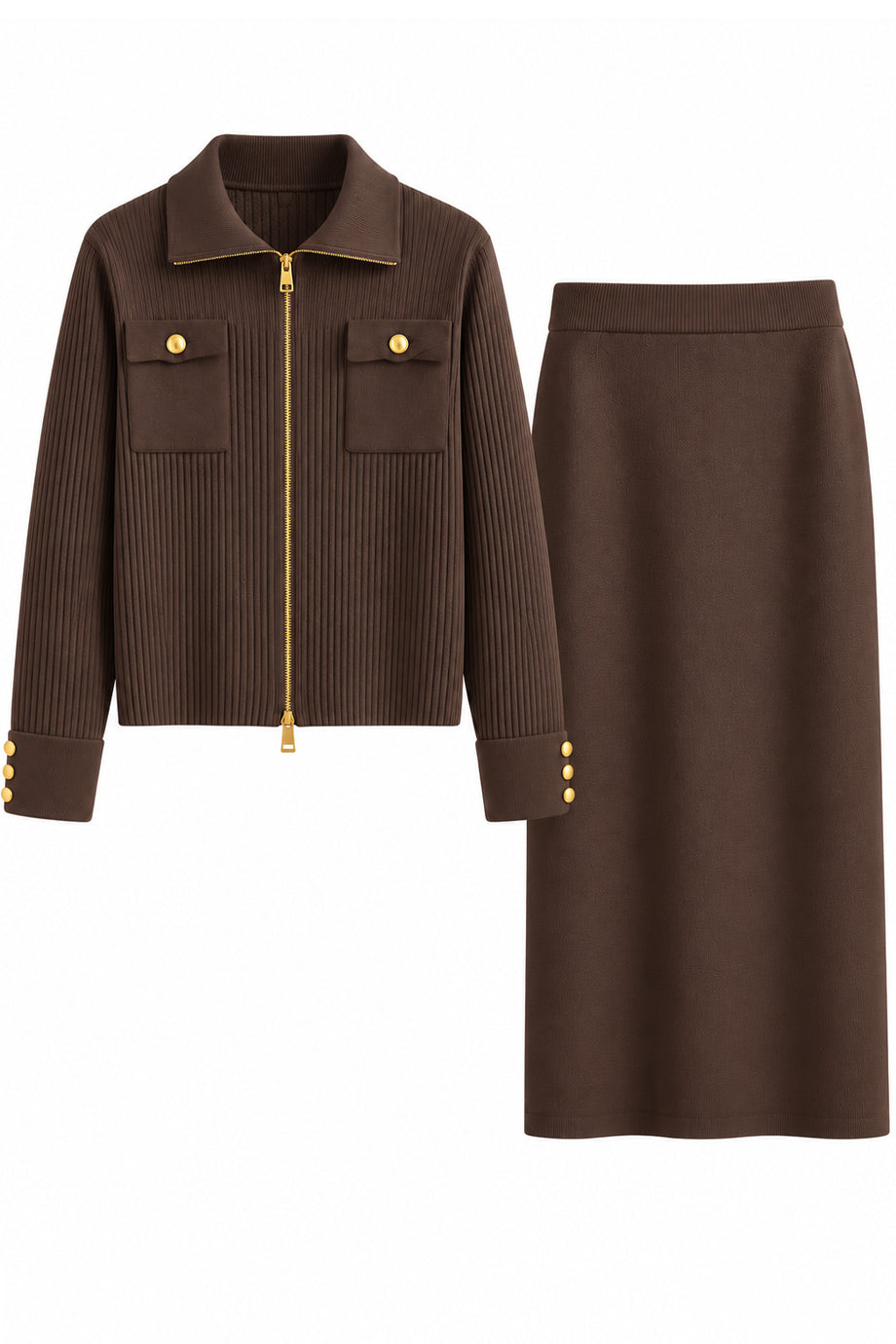 Rouge Marais Πλεκτό Σετ Ζακέτα και Midi Φούστα | Πλεκτά Σετ Knitwear| Clothing Sets | Rouge Marais Knit Set with Jacket and Skirt