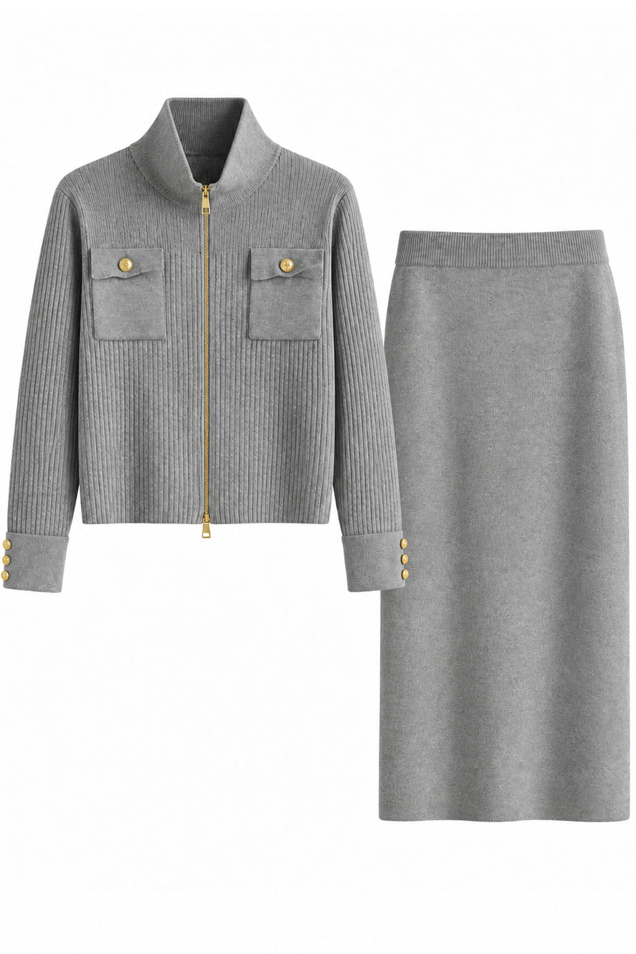 Rouge Marais Πλεκτό Σετ Ζακέτα και Midi Φούστα | Πλεκτά Σετ Knitwear| Clothing Sets | Rouge Marais Knit Set with Jacket and Skirt