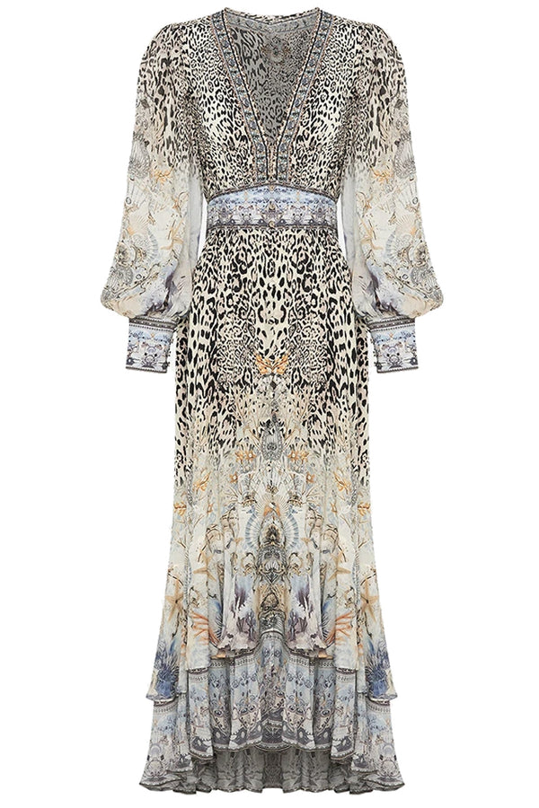 Lenia Πολύχρωμο Εμπριμέ Ασύμμετρο Φόρεμα | Γυναικεία Ρούχα - Φορέματα - Βραδινά | Lenia Multicolor Printed Asymmetrical Dress