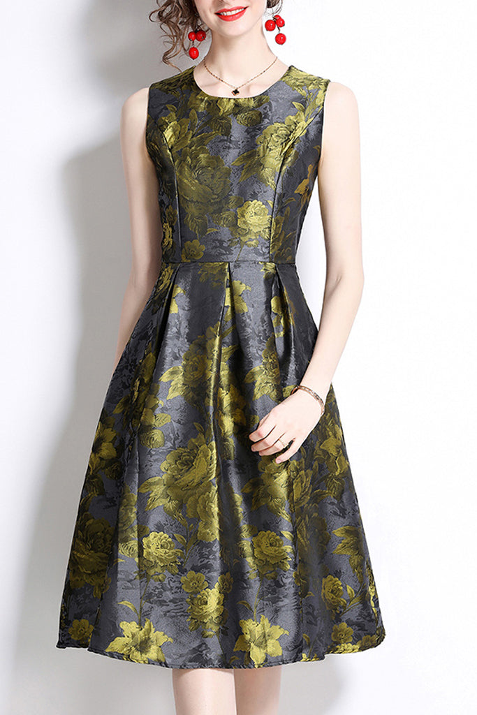 Genevieve Γκρι Φλοράλ Φόρεμα | Γυναικεία Ρούχα - Φορέματα | Genevieve Grey Floral Dress 