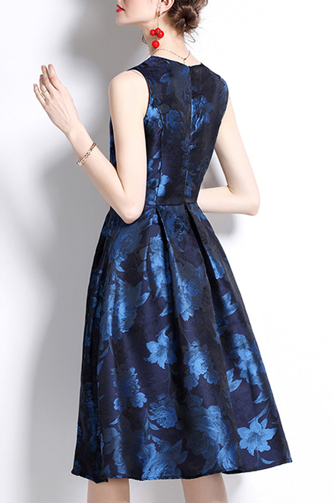 Genevieve Μπλε Φλοράλ Φόρεμα | Γυναικεία Ρούχα - Φορέματα | Genevieve Blue Floral Dress 