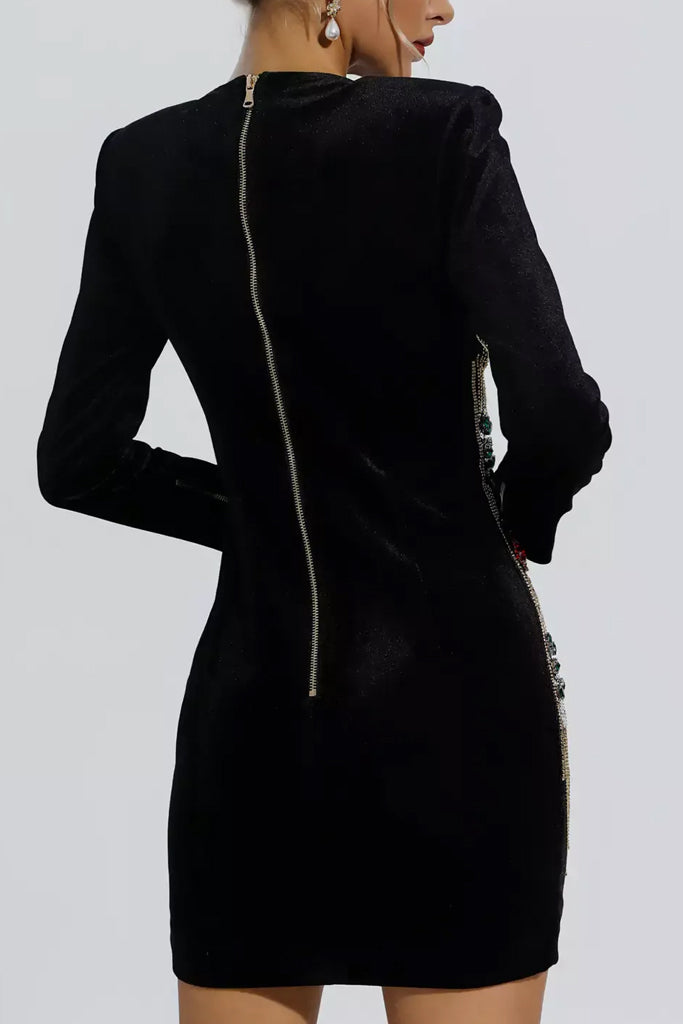 Carmilia Black Embellished Mini Dress