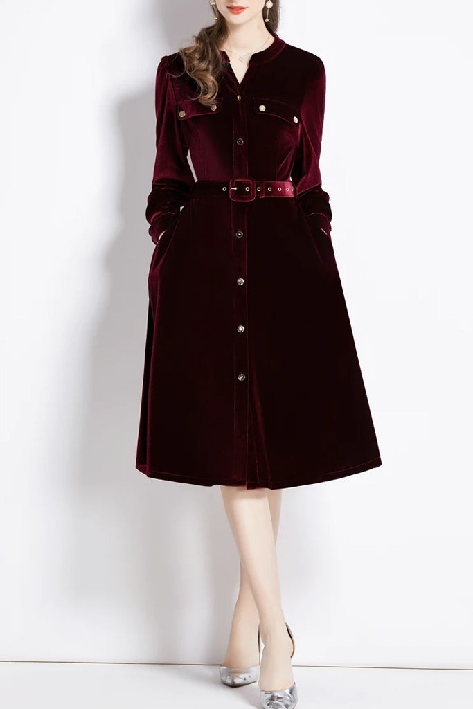 Lesety Μπορντό Βελούδινο Φόρεμα | Γυναικεία Φορέματα - Philip Lang | Lesety Bordeaux Velvet Dress