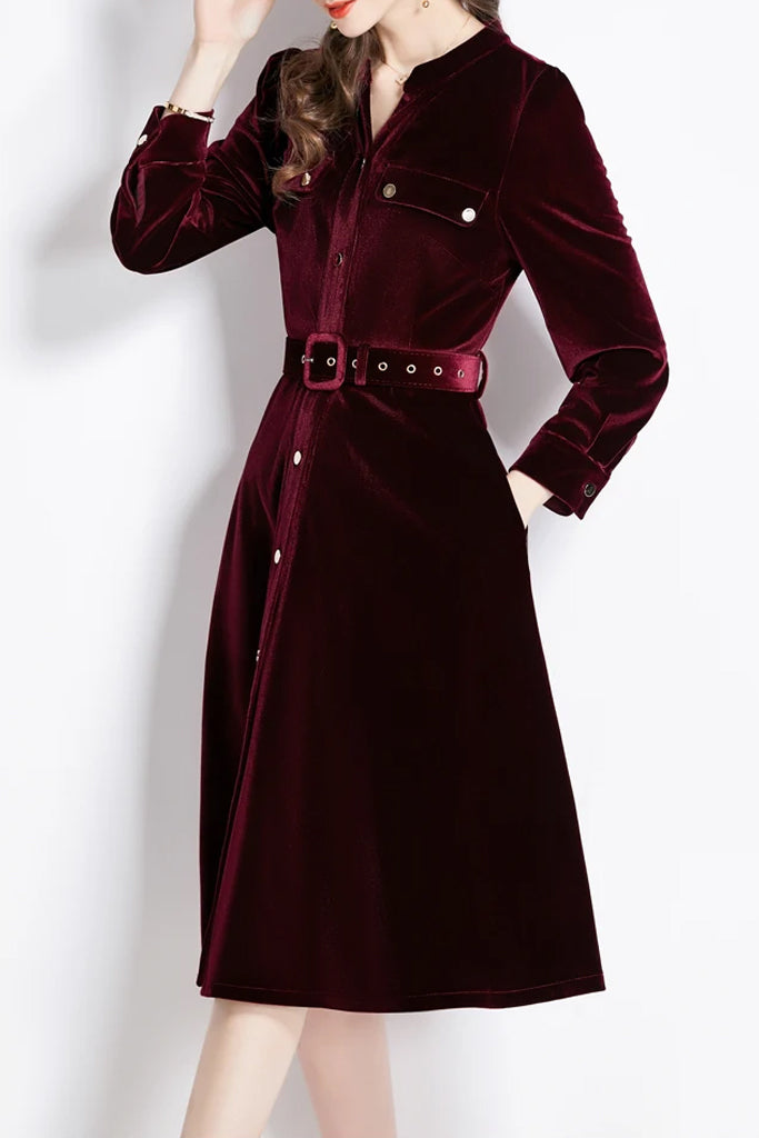 Lesety Μπορντό Βελούδινο Φόρεμα | Γυναικεία Φορέματα - Philip Lang | Lesety Bordeaux Velvet Dress