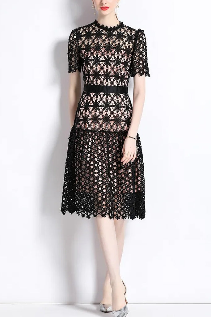 Almeda Μαύρο Φόρεμα με Δαντέλα | Γυναικεία Φορέματα - Βραδινά | Almeda Black Floral Lace Dress