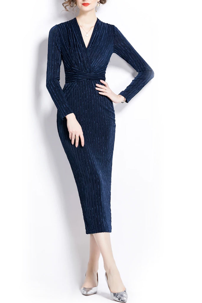 Ovena Blue Wrap Midi Dress | Γυναικεία Ρούχα - Φορέματα | Ovena Blue Wrap Midi Dress