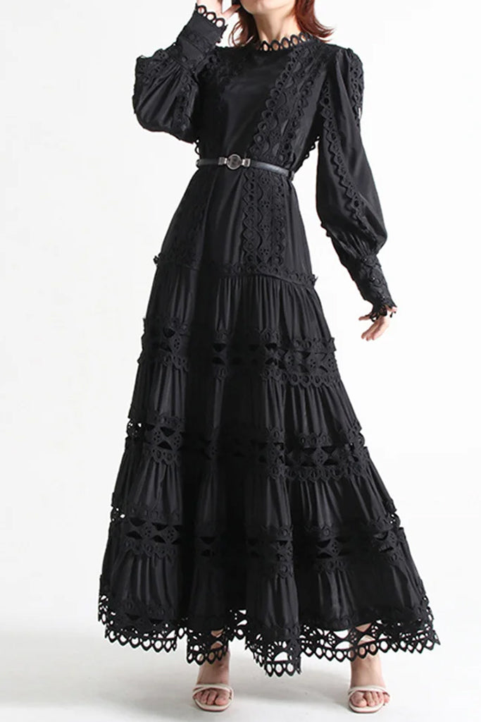 Tanya Μακρύ Φόρεμα με Βολάν | Γυναικεία Ρούχα - Φορέματα Tanya Hollow Ruffle Long Dress