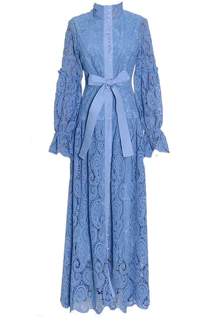 Serinia Blue Lace Maxi Dress
