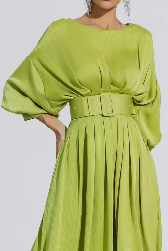 Odine Λαχανί Μίντι Φόρεμα | Φορέματα - Dresses | Odine Light Green Satin Midi Dress