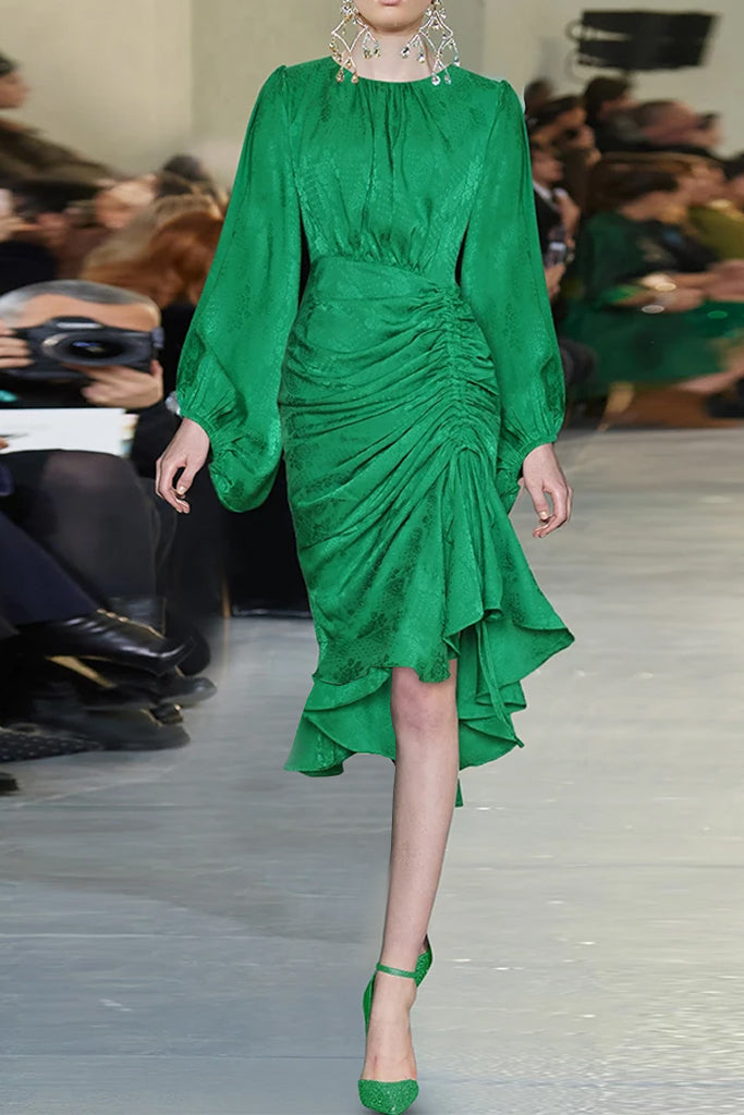 Amarante Green Asymmetric Dress