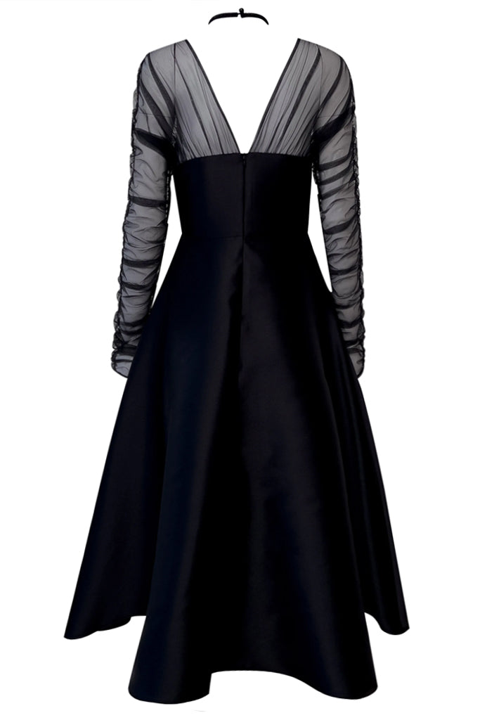 Valencia Μαύρο Φόρεμα με Τούλι - De La Rosa | Βραδινά Φορέματα - Evening Dress | Valencia Black Tulle Dress