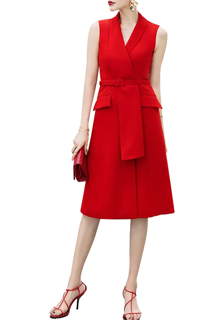 Azenor Κόκκινο Αμάνικο Φόρεμα | Φορέματα - Dresses | Azenor Red Wrap Dress