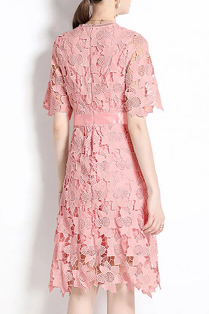 Avelina Ροζ Φόρεμα με Δαντέλα | Φορέματα - Βραδινά- Evening Dresses | Avelina Pink Lace Dress